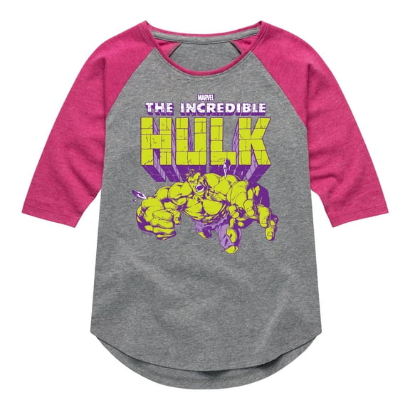 Marvel Hulk - Logo Pose - Toddler And Youth Girls Shirt Tail Raglan