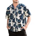 thumbnail image 3 of Camisa de manga corta para hombre, camisa hawaiana con estampado de coco Tropical y botones en la parte delantera, camisa con cuello vuelto Vintage, 3 of 7