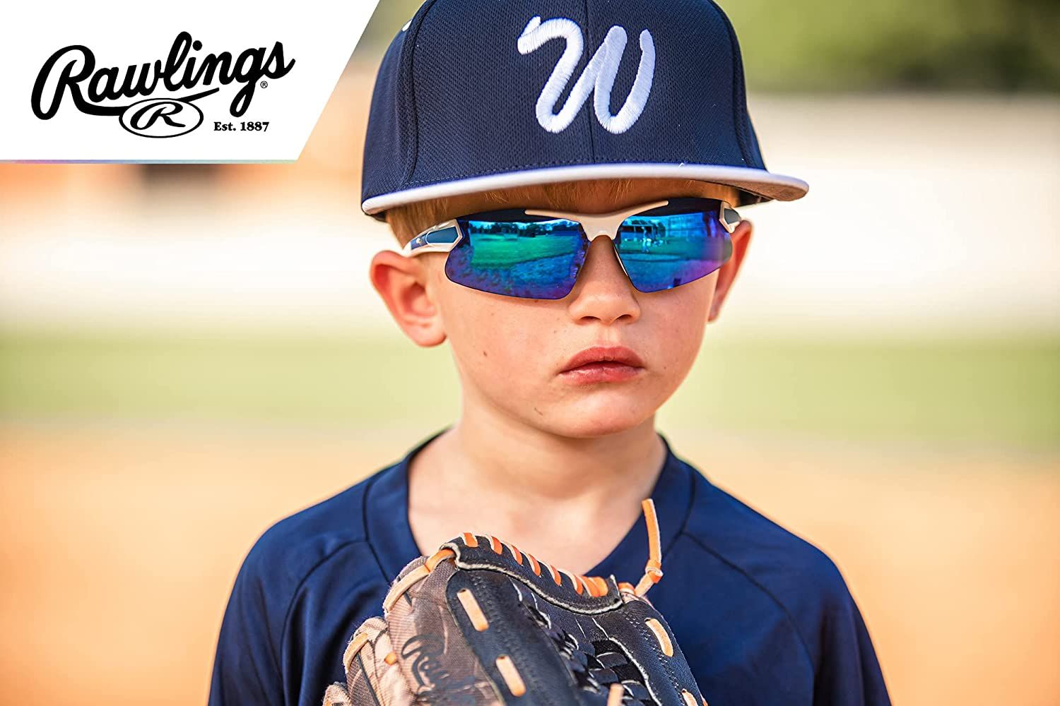 Rawlings Youth Boys Athletic Sunglasses 107White/Blue Mirrored Lens 10228972.QTS - image 5 of 9