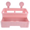 thumbnail image 4 of Estante de baño de doble capa, caja de papel higiénico, estante de almacenamiento para cocina y baño sin perforaciones (rosa), 4 of 14