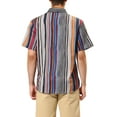 thumbnail image 3 of INSPIRE CHIC Men's Casual Summer Beach Short Sleeves Button Down Striped Shirt M Multicolor, 3 of 6