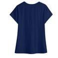 thumbnail image 4 of YTCAMLO Collared V Neck Womens Cotton Linen Blouses Casual Solid Short Sleeve Shirts Lightweight Button Business Tunic Tops, Navy XL, 4 of 7