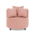 thumbnail image 4 of Rround Upholstered Swivel Chair with 3 Pillows, Velvet Lounge Chair with Movable Wheels, Accent Armless Chair for Living Room Bedroom Lounge Room, Pink, 4 of 9