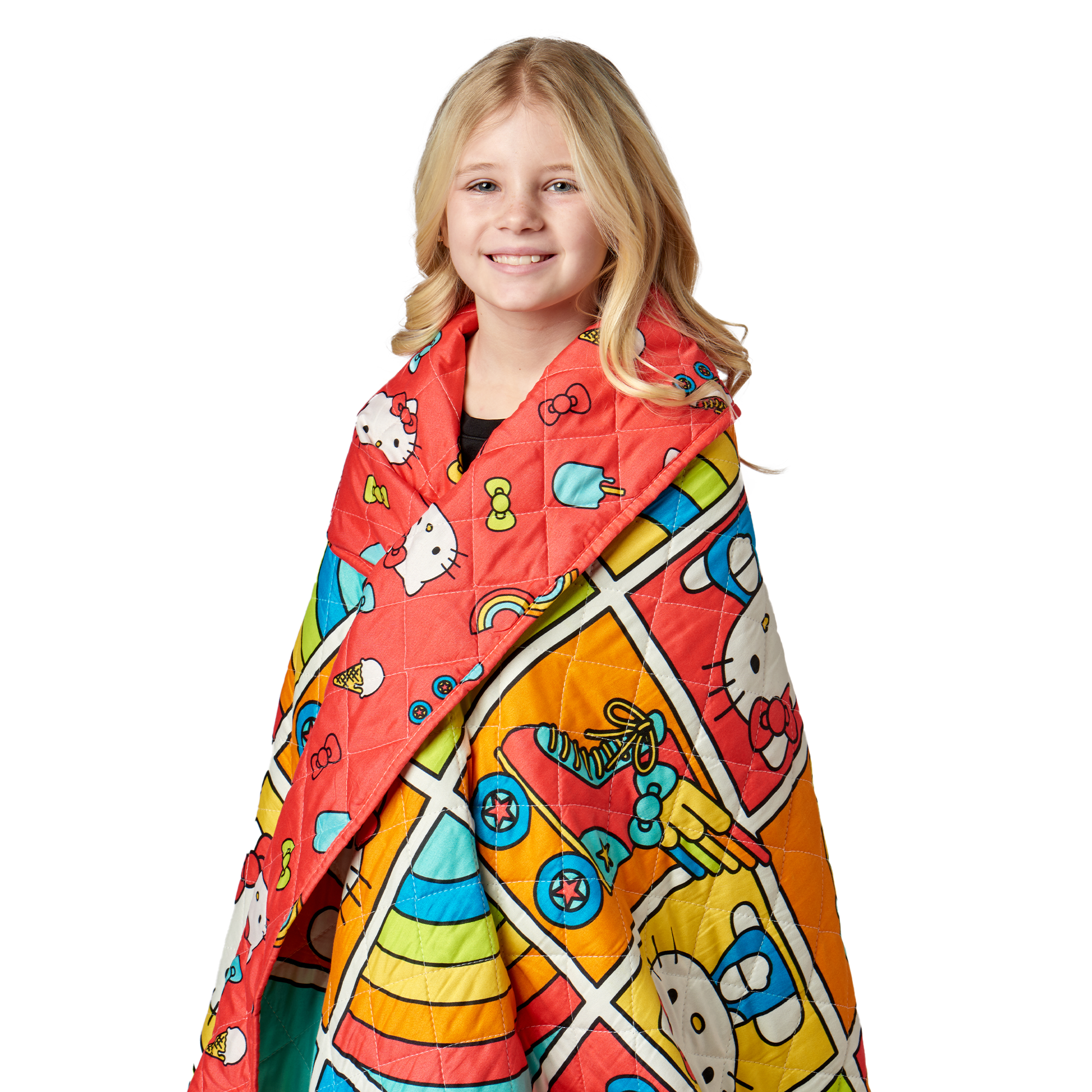 Hello Kitty Rainbow Red Full/Queen Quilted Blanket 90 x 90 inches