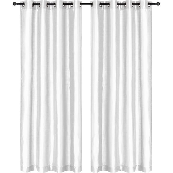Pemberly Row Modern Wrinkle Free Curtain Silk Look 86"L in White