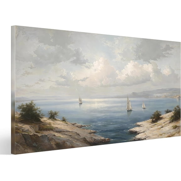 Postrame – Beach Coastal Sailboat Nautical Wall Art – Vintage – 20x40 Inch