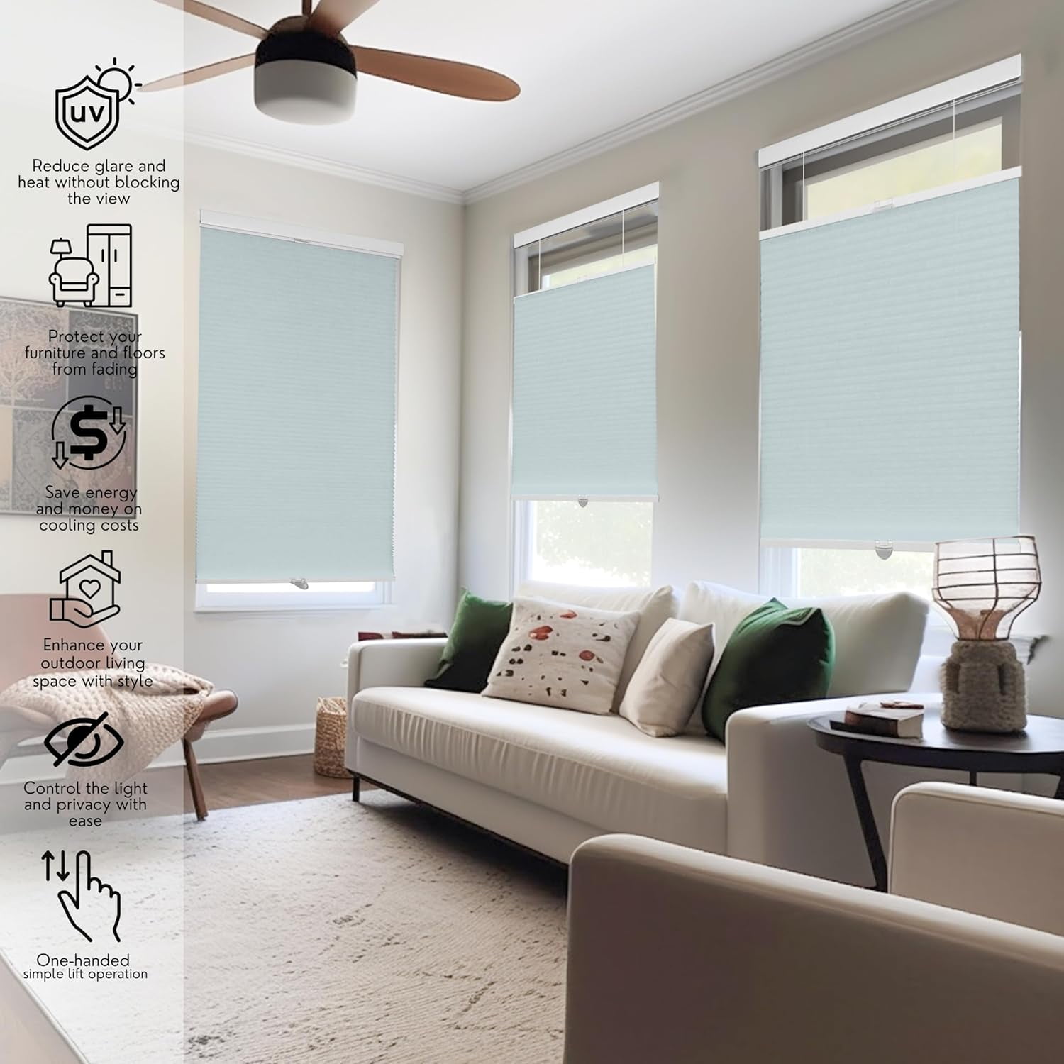 Chicology Cloud Light Filtering Cordless Top Down Bottom Up Cellular Shades 71.25 in. W x 72 in. L