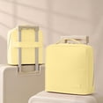 thumbnail image 4 of Standing Makeup Bag, Large Capacity Travel Cosmetic Organizer with Divided Compartments, Handheld Storage Case for Brushes Toiletries Beauty Essentials, Vanity Countertop and Trip Use, Yellow, 4 of 6