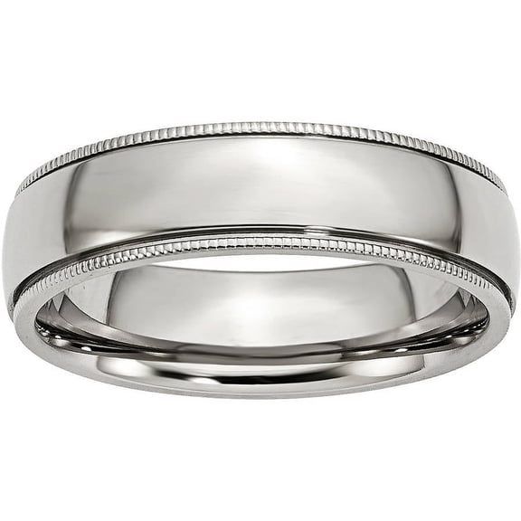 Stainless Steel Grooved and Beaded 6mm Polished Band