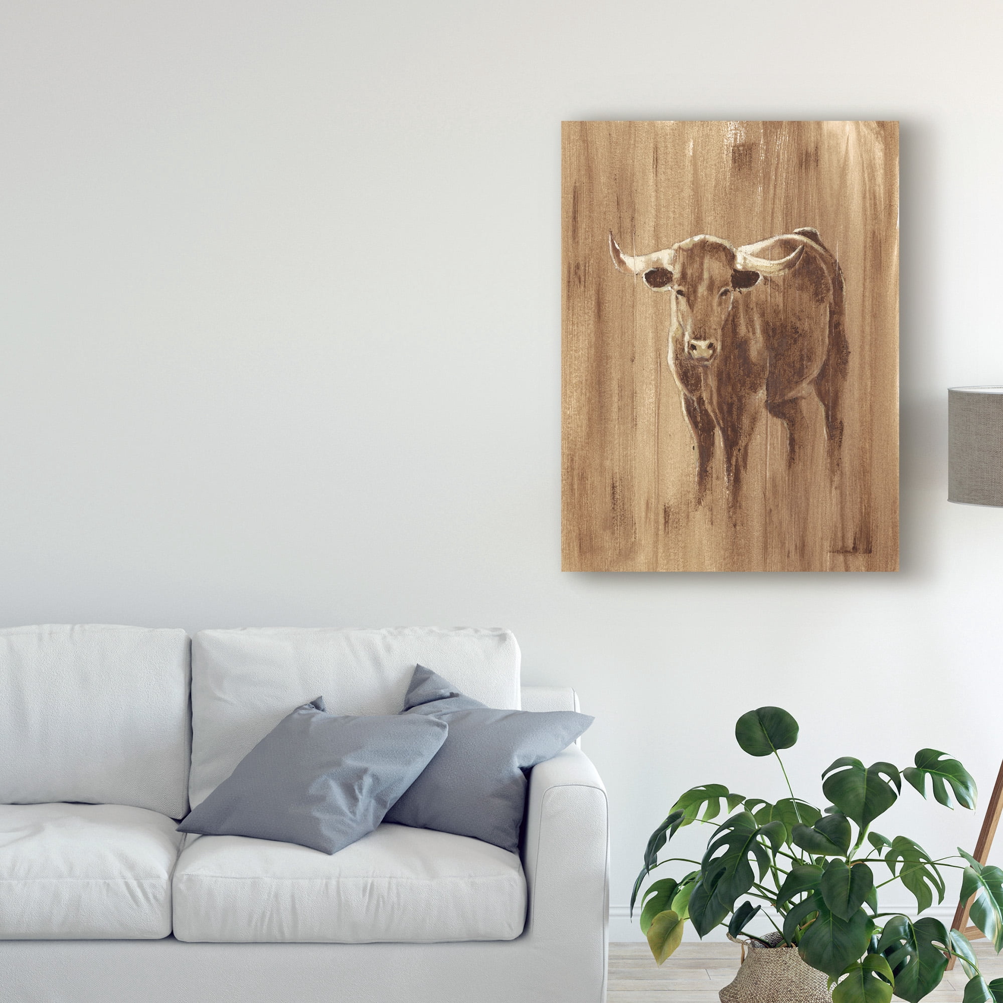 Trademark Fine Art 'Wood Panel Longhorn' Canvas Art by Ethan Harper
