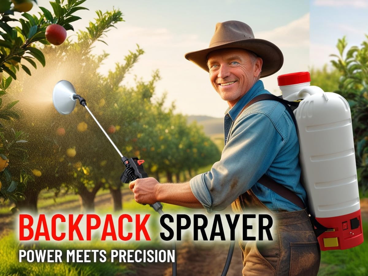 Battery Powered Backpack Sprayer, 4.2-Gallon, 8 Nozzles, 100 PSI, for Lawn & Garden