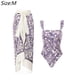 thumbnail image 2 of Traje de baño vintage de dos piezas para mujer con control de barriga Monokini Bikini Longuette Trajes de baño Tankini Set - Púrpura, 2 of 5