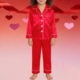 thumbnail image 2 of JAJAHO Girls Silk Satin Home Clothes 2 Piece Outfits Long Sleeve Button Down Collared Shirt And Pants Set For Kids 3-14 Years Stylish Outfit, 2 of 4