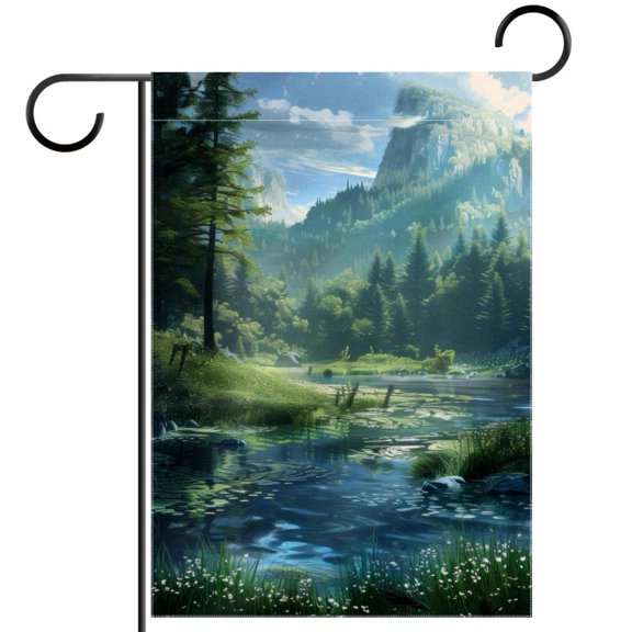 Natural Landscape Decorative Garden Flag for All Seasons, 12 x 18 Inch Small Vertical Double Sided Outside Decoration for Yard Farmhouse