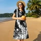 thumbnail image 4 of Fotbe Skeleton Wave Artwork Vestido Largo de Moda para Mujer, Vestido Tipo Camiseta con Manga Corta y Estilo Casual a Rayas y Bloques de Color, 4 of 6