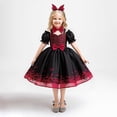 thumbnail image 5 of JCCXIN Toddler Kid Girls Dresses Halloween Party Dress Up Ball Gown Tiered Tulle Tutu Bow Cartoon Print Puff Sleeve Spaghetti Strap Festival Performance Wear Cozy Holiday Sundress,Red,3-4 Years, 5 of 9