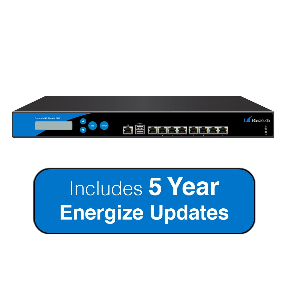 Barracuda Networks NG Firewall F380 with 8x GbE Ports, Up to 3.8 Gbps Firewall Throughput Includes 5 Years Energize... by Barracuda Networks