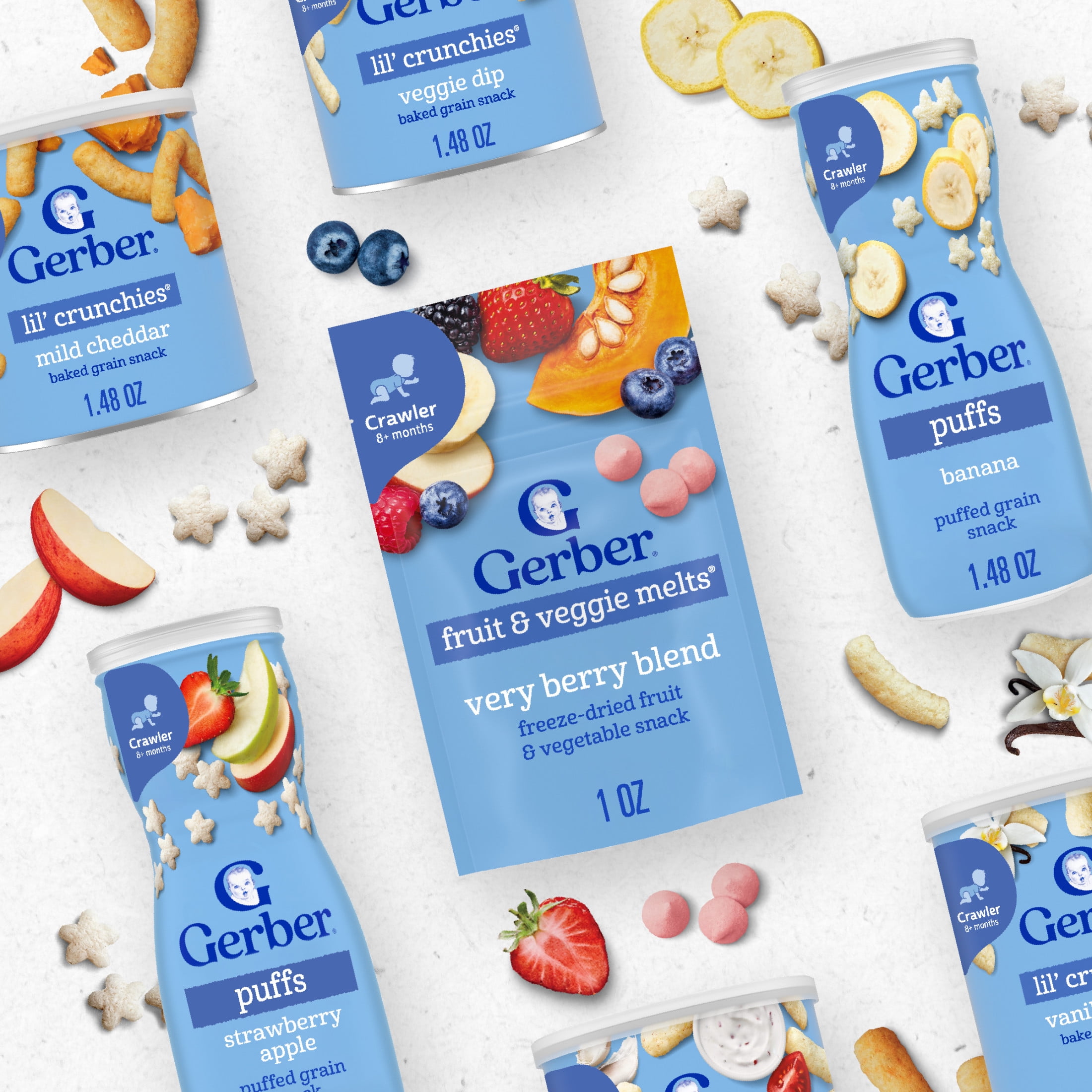 Gerber Snacks for Baby Fruit & Veggie Melts Baby Snack, Very Berry Blend, 1 oz Bag