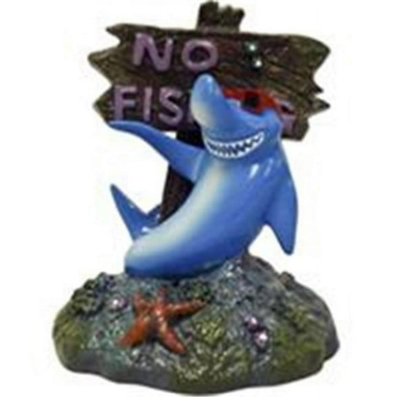 BLUE RIBBON PET PRODUCTS  Exotic Environments Cool Shark No Fishing Sign - BLUE