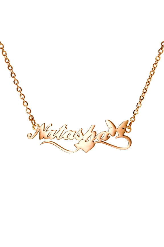 Name Customized Necklaces Stainless Steel Personalized Butterfly Pendant Necklace