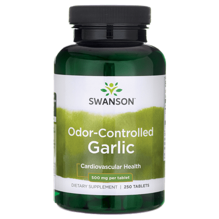 Swanson Odor-Controlled Garlic 500 mg 250 Tabs (Best Quality Garlic Supplements)