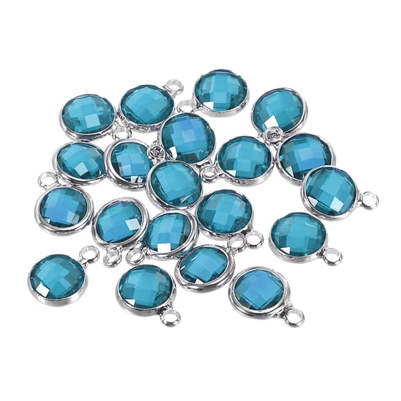 Crystal Birthstone Charm December Pendant Drop Beads Lake Blue for Jewelry Making, Bracelets, Pack of 20