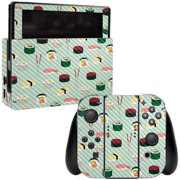 MightySkins Carbon Fiber Skin for Nintendo Switch - Sushi | Textured Carbon Fiber Finish | Easy to Apply, Remove, and Change Styles | Made in The USA (CF-NISWI-Sushi)