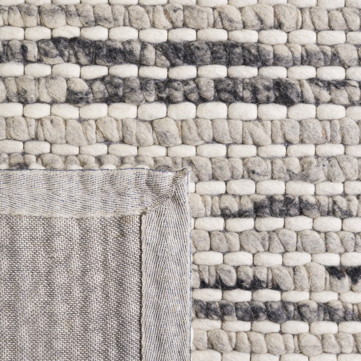 SAFAVIEH Marbella Burton Striped Wool Area Rug, Black/Ivory, 8' x 10'