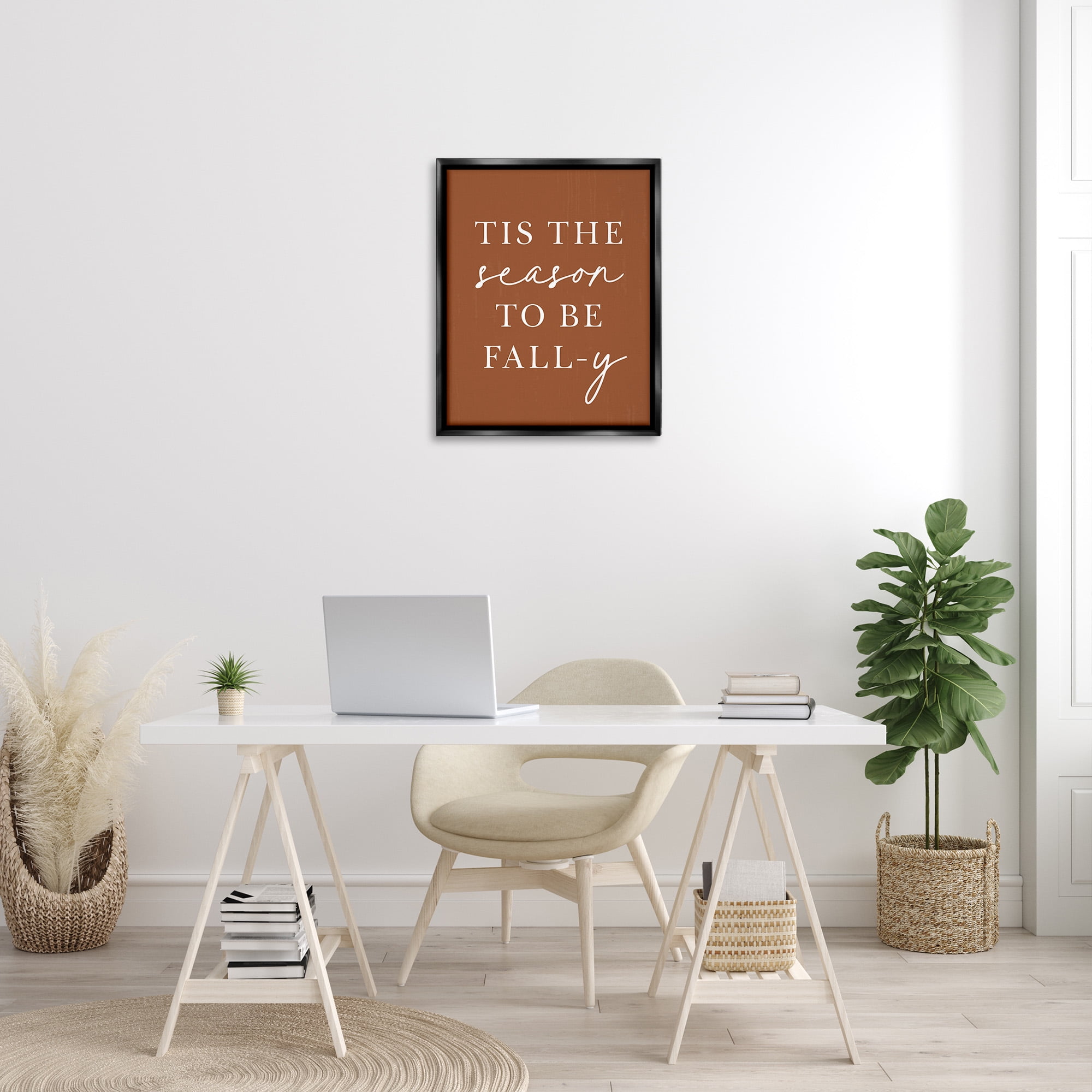 Stupell Industries Season To Be Fall-y Holiday Painting Black Floater Framed Canvas Art Print Wall Art, 25 x 31