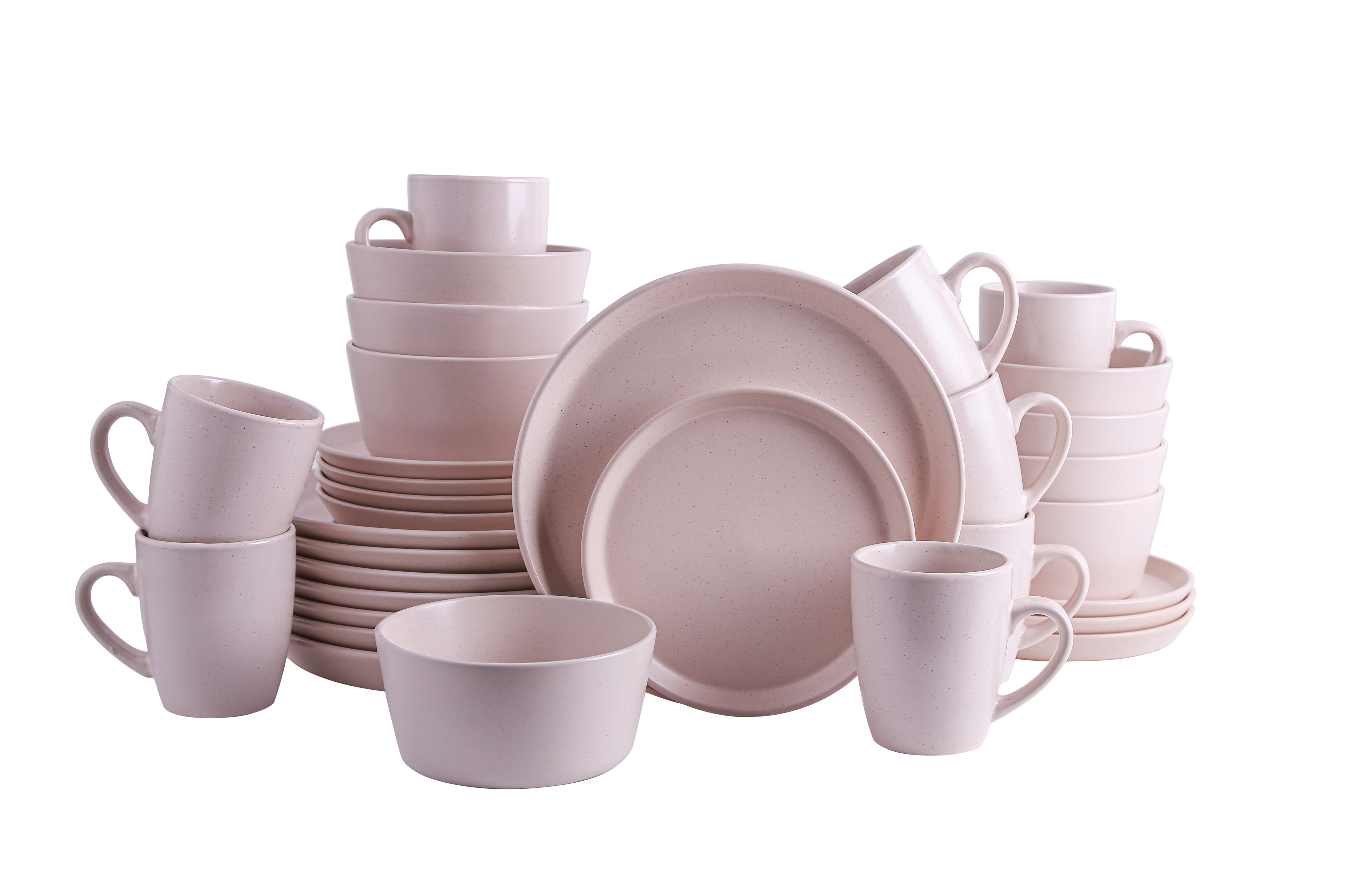 32 Piece Round Dinnerware Set Dishes Dinner Stoneware Plates Kitchen Set for 8 
