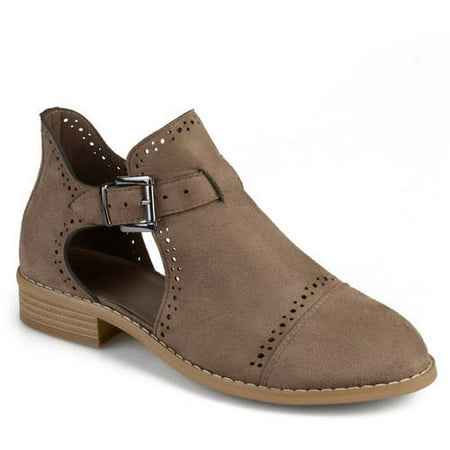 Faux Suede Buckle - Brinley Co. Womens Laser Cut Faux Suede Buckle Booties