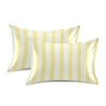 thumbnail image 2 of Satin Pillow Case Standard Silk Pillow Cover for Hair and Skin Envelope Closure Light Yellow and Off-white Striped 20"x26", 2 of 9