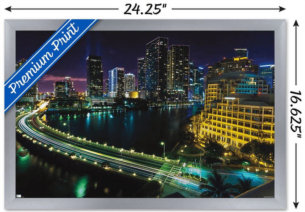 Cityscapes - Venetian Causeway Wall Poster, 14.725" x 22.375", Framed