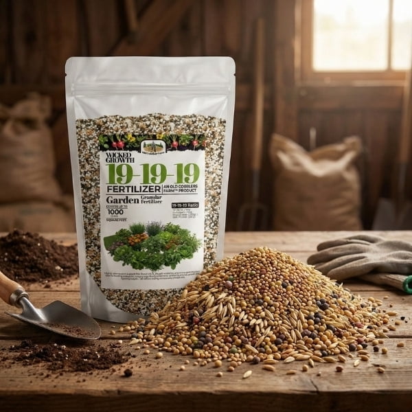Old Cobblers Farm™ Fertilizer 19-19-19 for Food Plots - Balanced Nutrition for Lush Growth - Fertilizer (15 lbs)