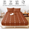 thumbnail image 5 of King Size Fitted Sheet Set - Red Brown Gingham 3 Piece Bedding Sets 16" Deep Pocket Fitted Sheet with 2 Pillowcases, Modern Minimalist Geometric Plaid Brushed Microfiber Hotel Luxury Bed Sheets, 5 of 9