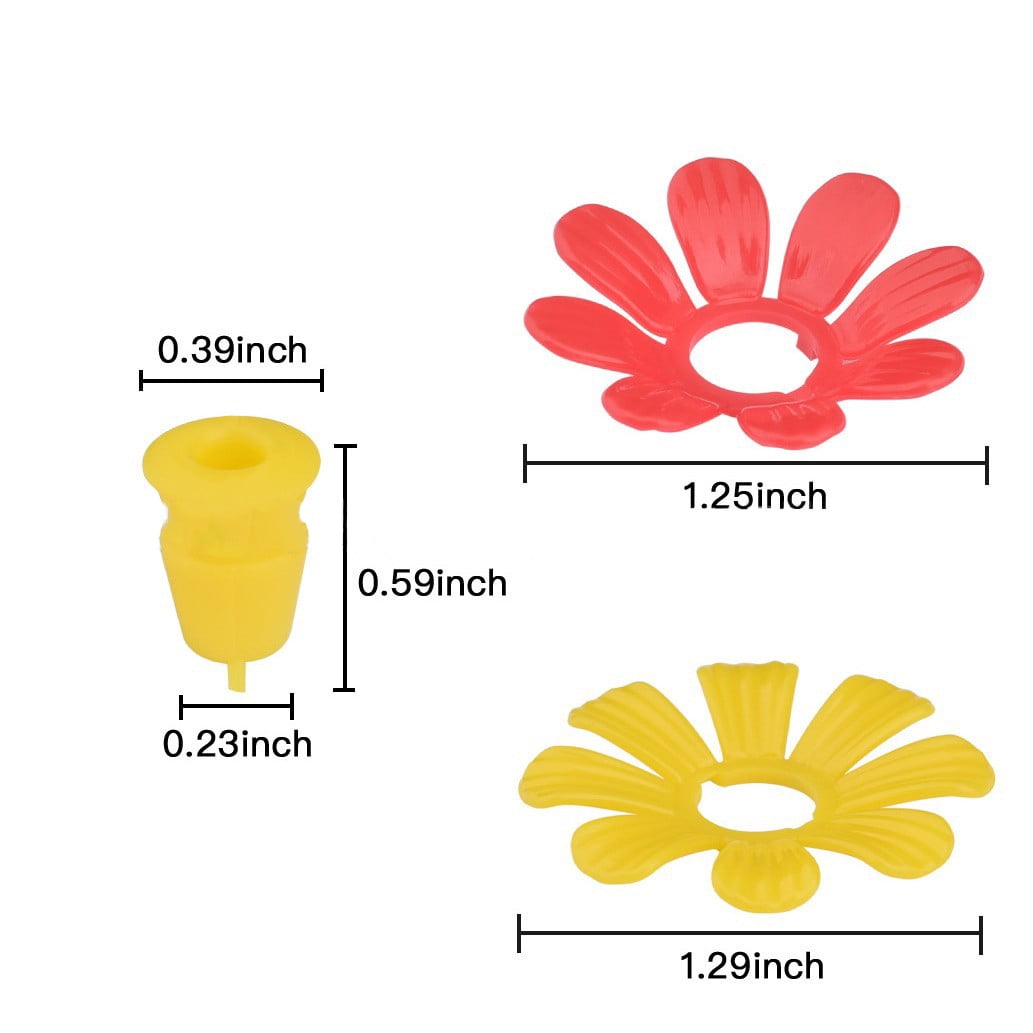 Yannianjz 3Pcs Hummingbird Feeder Replacement Flowers, Plastic Simulated Blooms, Double Layer Artificial Ports, for Hummingbird Attractor Feeder, Outdoor Garden Decor