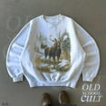 thumbnail image 4 of Vintage Moose Forest Sweatshirt | Wildlife Nature Scene Pullover, 4 of 7