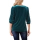 thumbnail image 4 of INSPIRAR CHIC Blusas de Terciopelo para Mujeres con Cuello en V y Manga 3/4, Tendencia Casual de Otoño Invierno, Blusa Suelta, Camiseta L Color Azul Pavo Real, 4 of 6