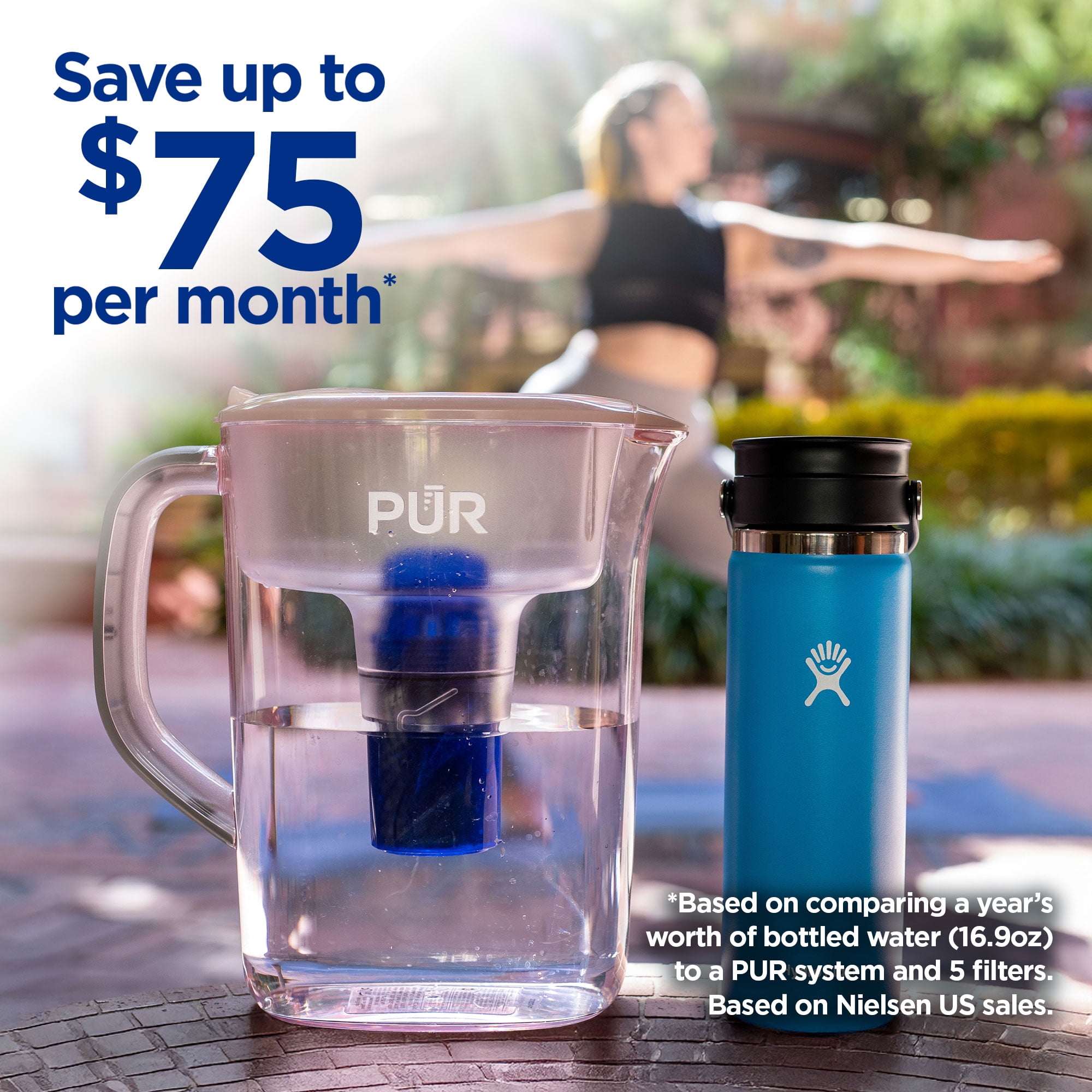 PUR 7 Cup Pitcher Filtration System, Blush, W 9.6" x H 10.1" x L 4.5", PPT700PAV4