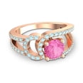 thumbnail image 3 of 2.50 Ct Beautiful Round Cut Pink Sapphire & Aquamarine Gemstone Wedding Ring for her Solid 18K Rose Gold Size 8 by Diamond-Capitals, 3 of 8