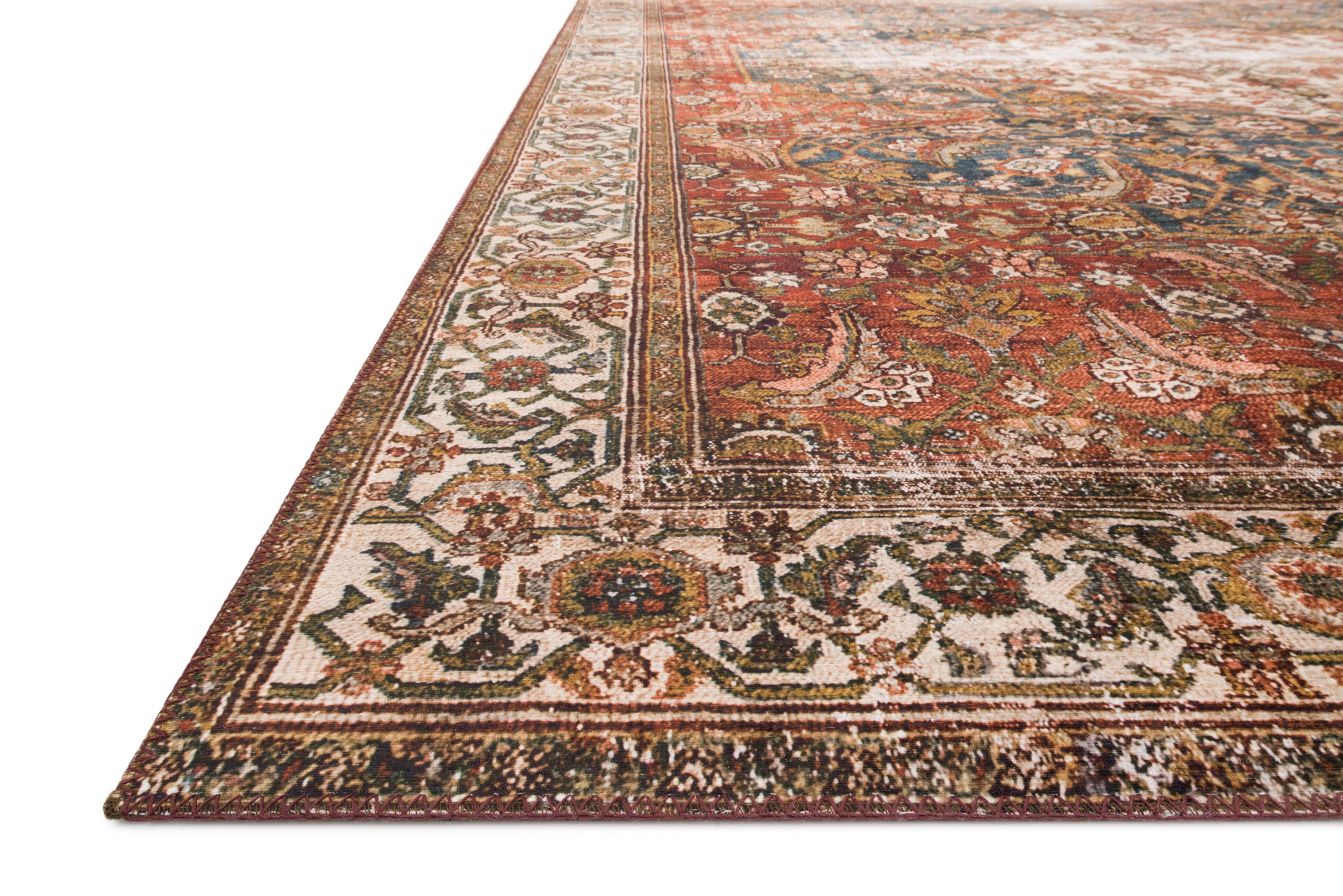 Loloi II Layla Printed Oriental Distressed Ocean / Multi Area Rug