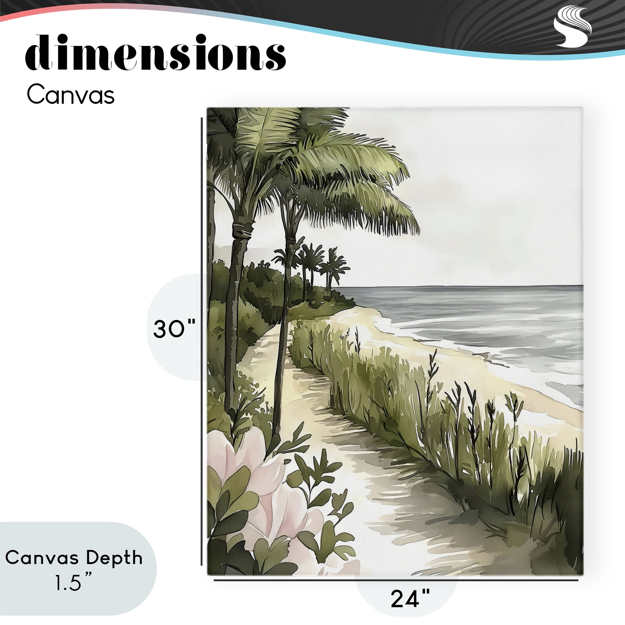 Stupell Industries Coastal Calm Palm Tree Pathway Canvas Wall Art, design by Riley B