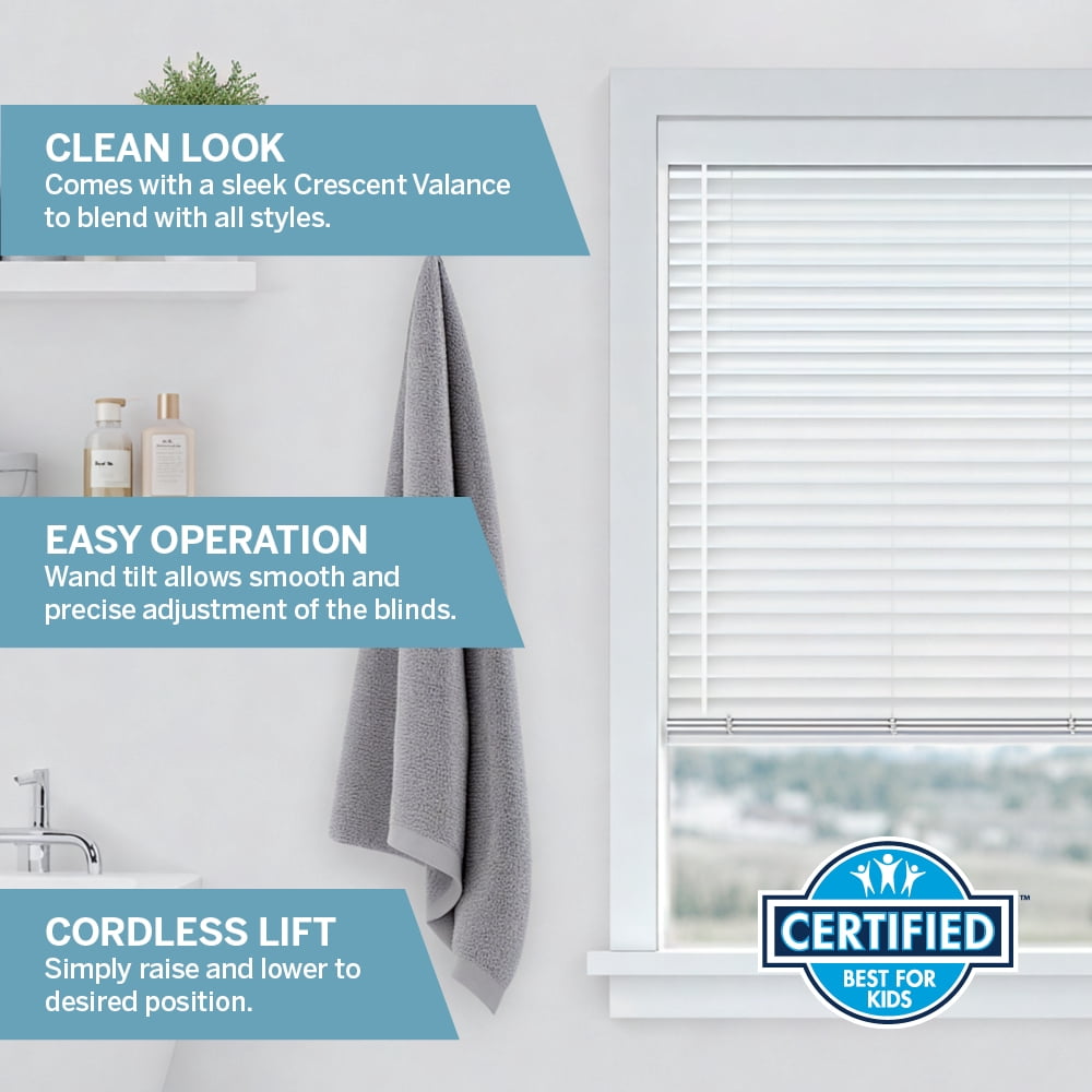 LEVOLOR BASICS 2" Cordless Faux Wood Blinds, White, 32" Width x 64" Length