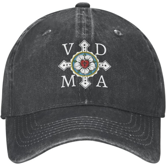VDMA - Lutheran Cross Hat Classic Denim Casquette Adjustable Trucker Hats Baseball Cap for Men Women52, Black