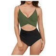 thumbnail image 3 of Linfrsh One Piece Swimsuit Women Bathing Suit for Women Tummy Control Cutout High Waisted Swim Suit Wrap Tie Back 1 Piece Swimsuit Women's Swimwear A01-Green,XL, 3 of 7