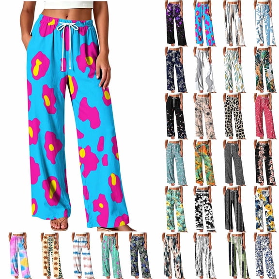 Hvogkswy Lounge Pants for Women Drawstring High Waist Loose Wide Leg Pants Soft Comfy Daily Casual Home Pants with Pockets