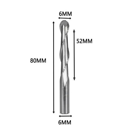 

6mm shank Solid Carbide Spiral 2 Flutes Ball Nose End Mill Cutter Engraving Bit