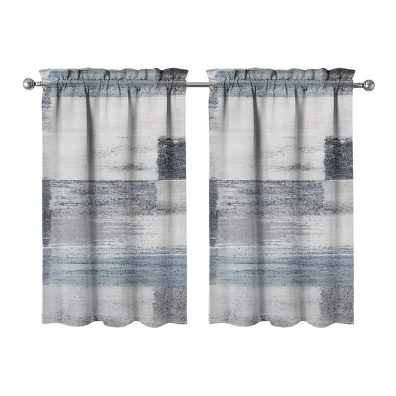 Gray Abstract Oil Painting Kitchen Curtains - Vintage Tier Cafe Curtains for Bathroom Living RV Rod Pocket Window Drapes 36 Inch 2 Panels Set 28"x36" Window Treatment Tiers