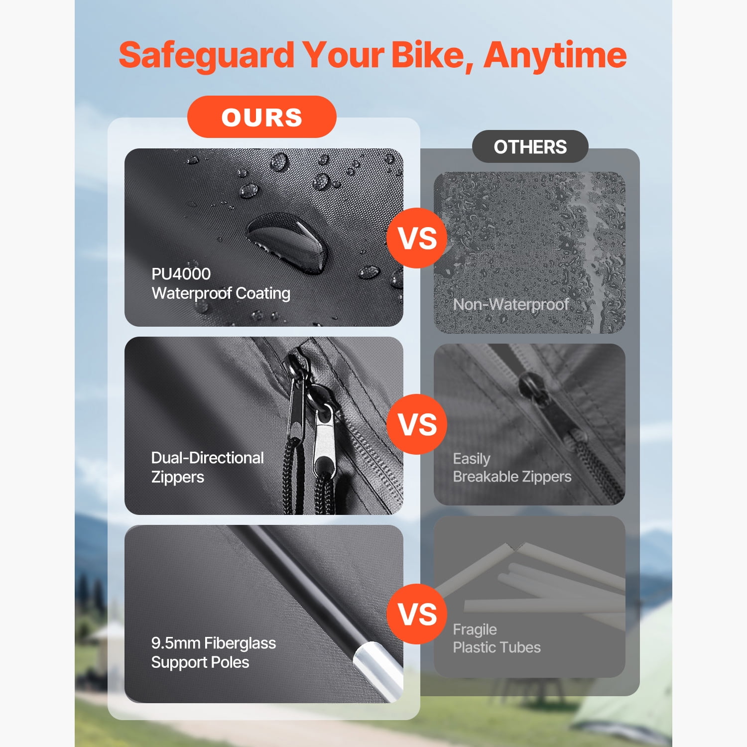 KFFKFF Outdoor Bike Shelter, Holds 4-5 Bicycles, Spacious Tent with Ventilation, Water-Resistant Design Featuring Durable Fiberglass and Dual Entry, Suitable for Bikes