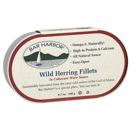 Bar Harbor Herring Fillets in Cabernet Wine Sauce, 6.7 oz, (Pack of